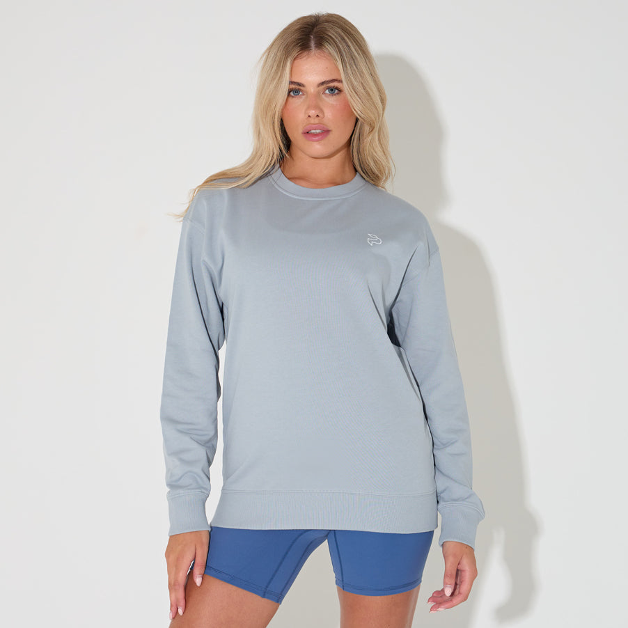 Grey Blue Oversized Sweatshirt