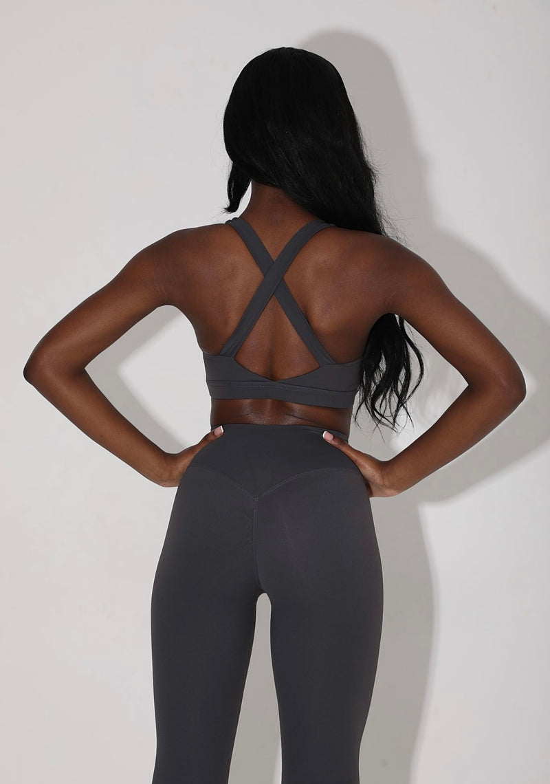 Dark Grey Gym Sports Bra