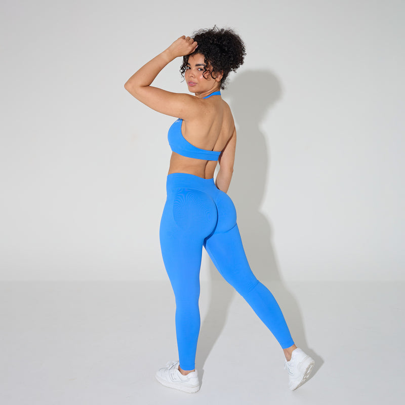 Blue Halter Sports Bra