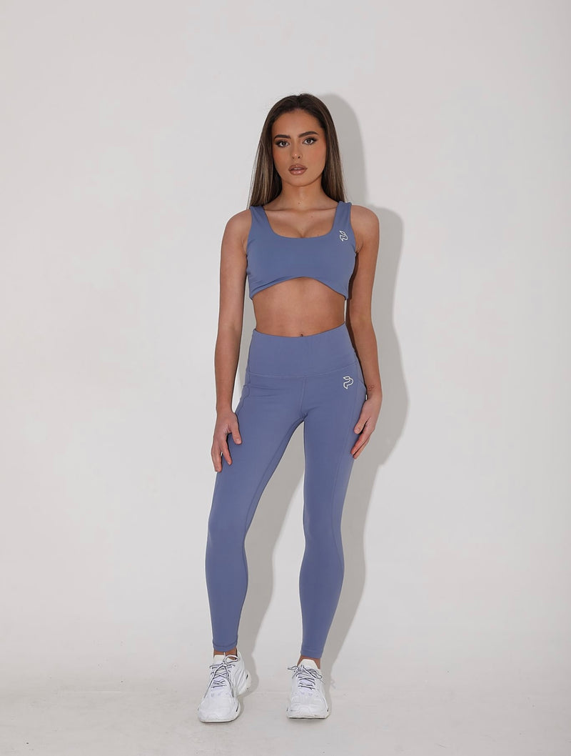 Dew Blue Pocket Sports Leggings