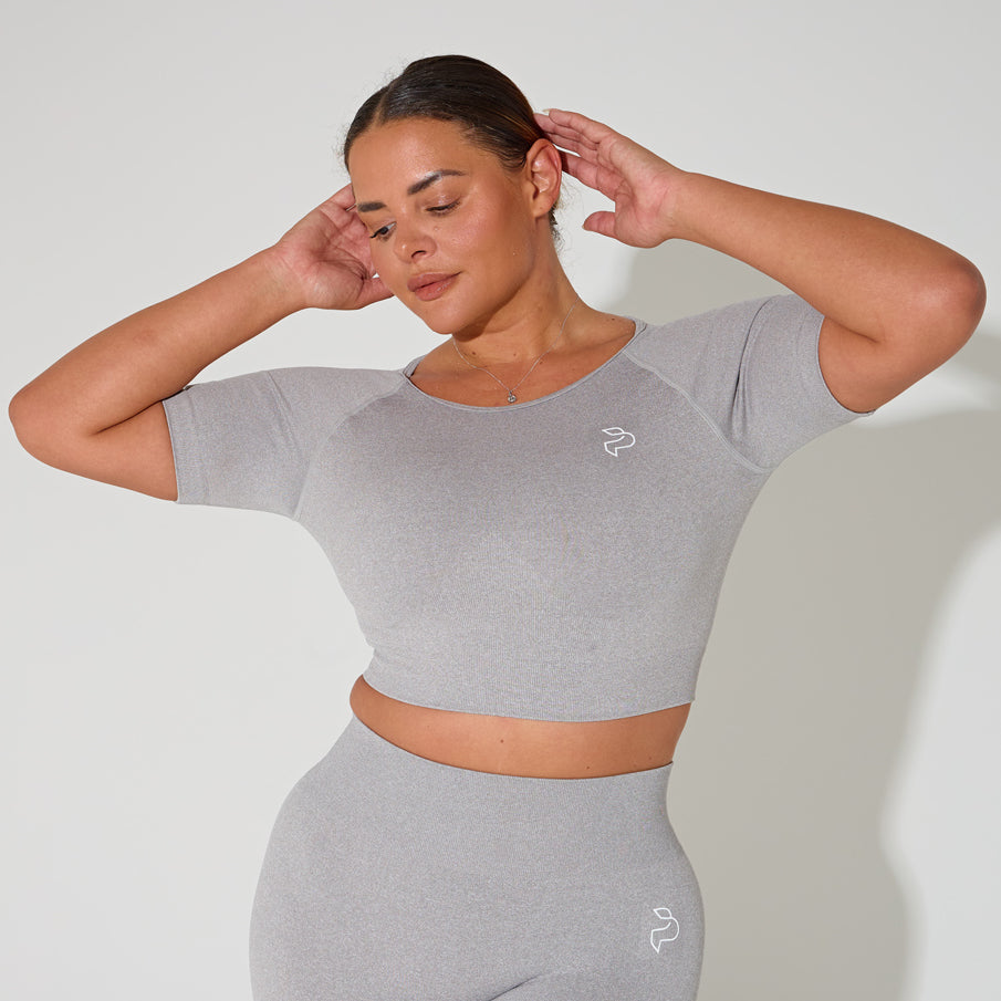 Grey Cut Out Gym Crop Top