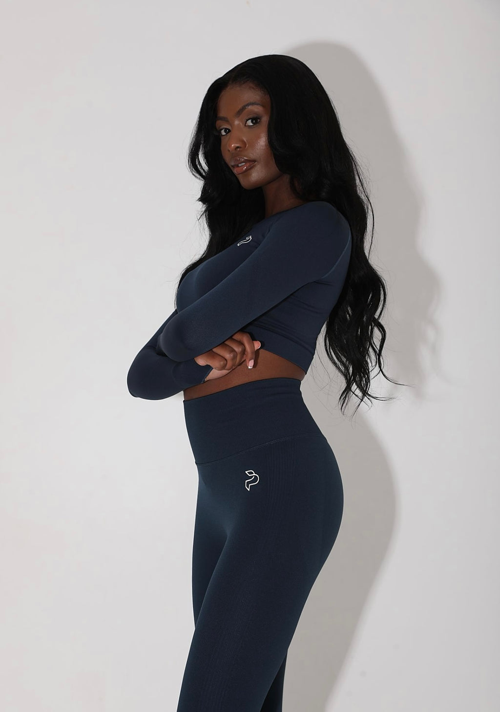 Teal Long Sleeved Gym Crop Top