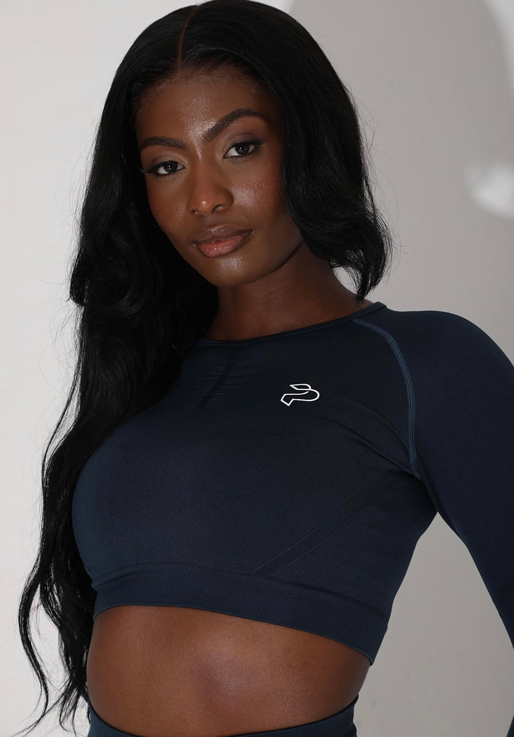 Teal Long Sleeved Gym Crop Top