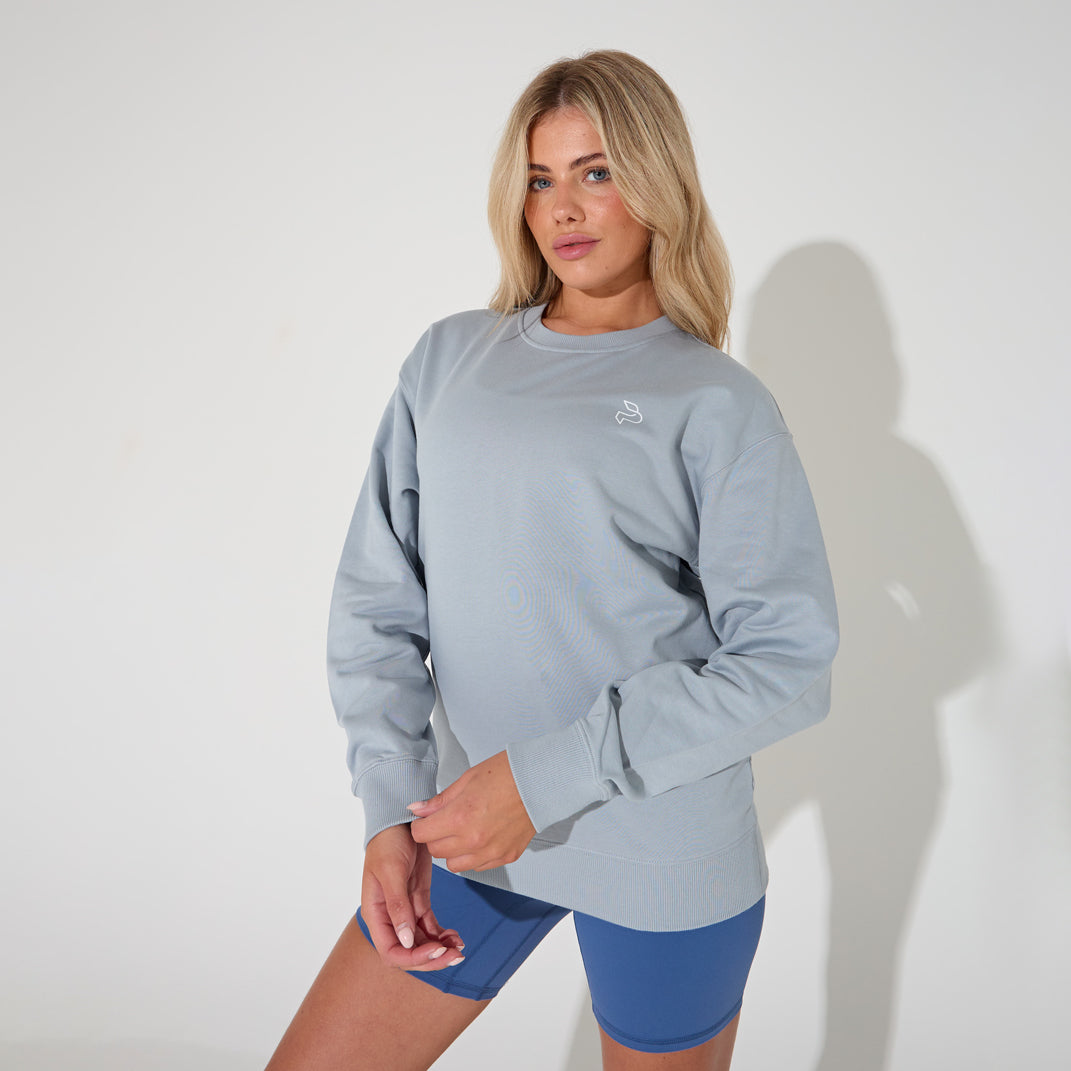 Grey Blue Oversized Sweatshirt