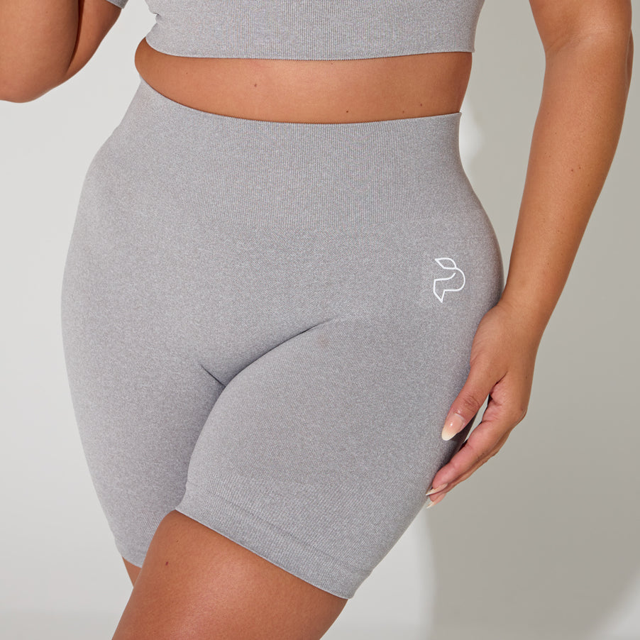 Grey High Waisted Gym Shorts