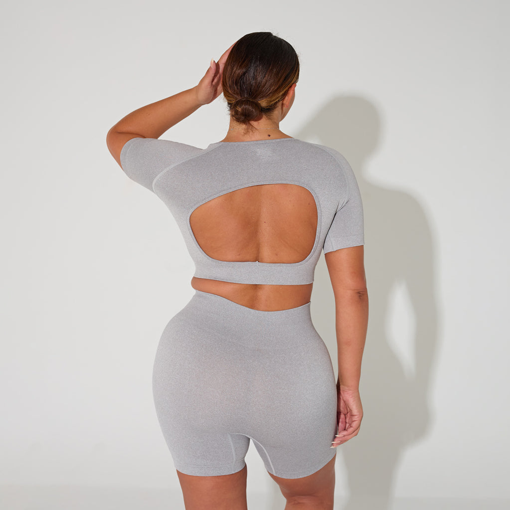 Grey High Waisted Gym Shorts