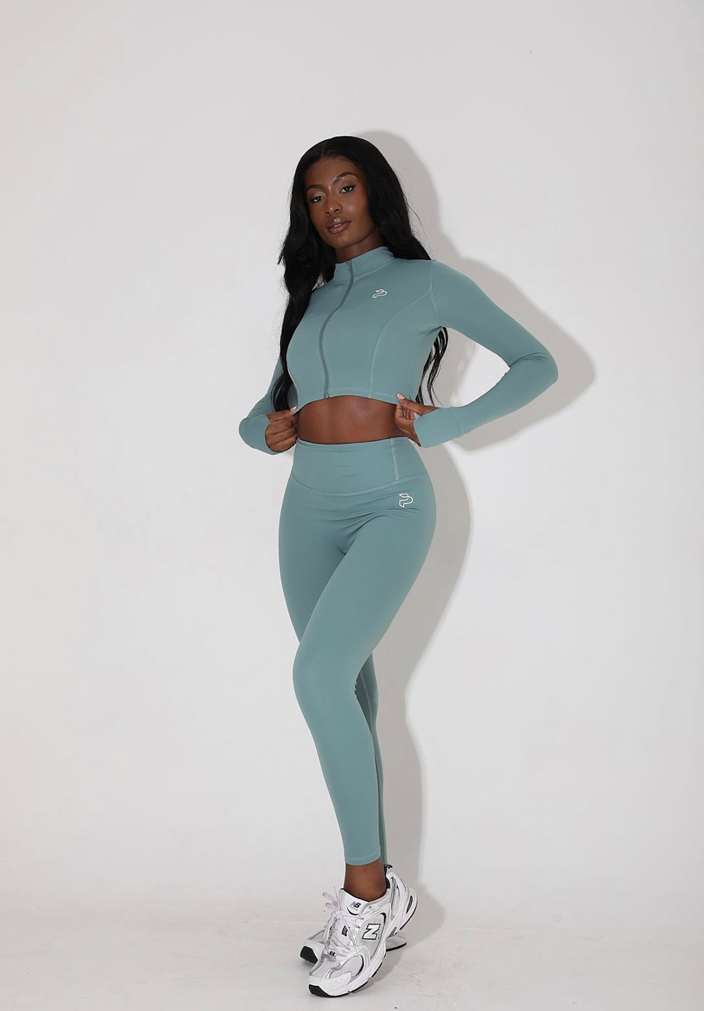 Green Cropped Zip Up Jacket