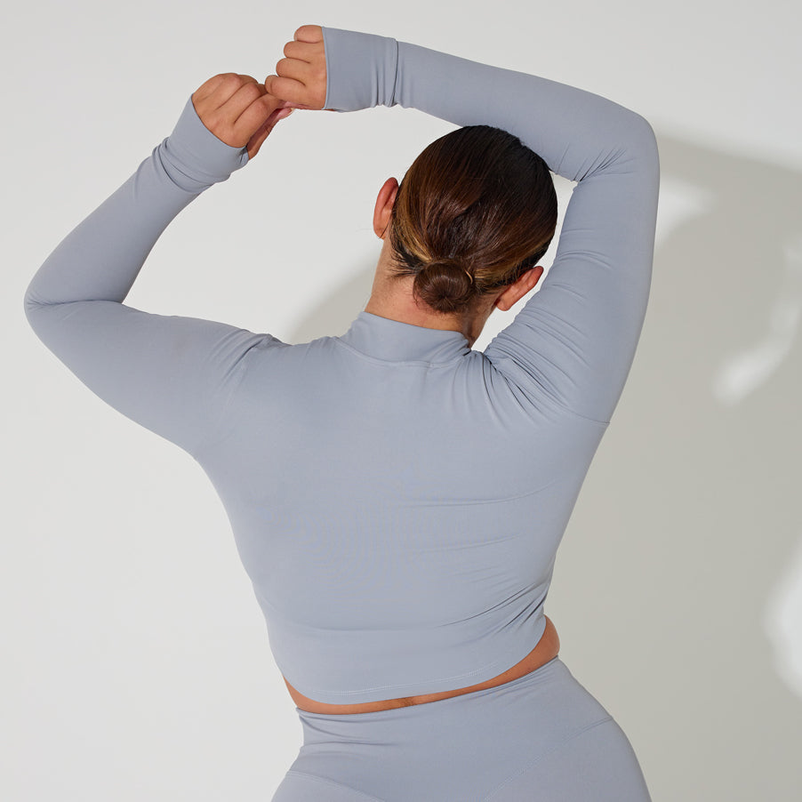 Light Grey Cropped Zip Up Jacket