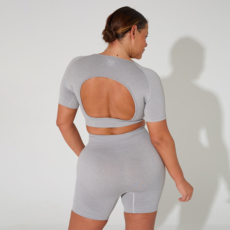 Grey Cut Out Gym Crop Top