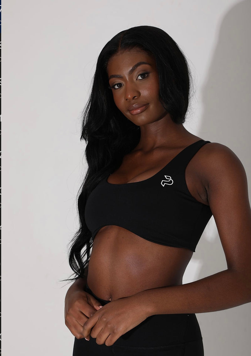 Black Scoop Neck Sports Bra