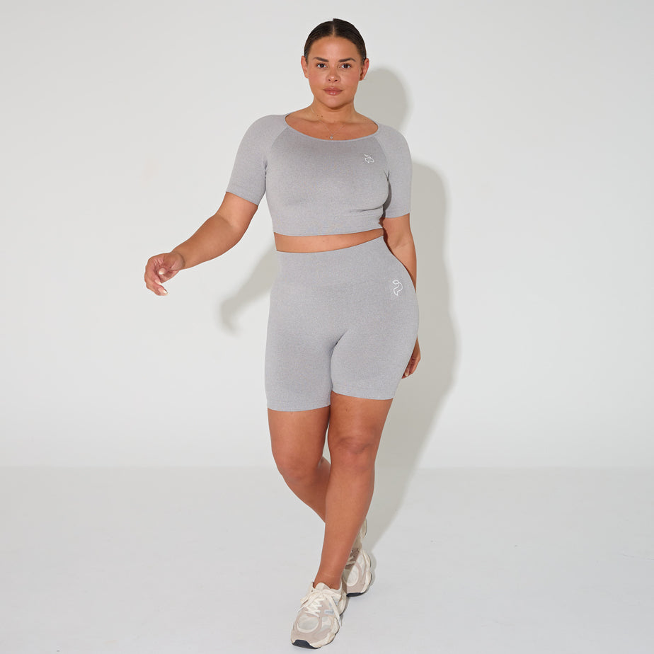 Grey High Waisted Gym Shorts