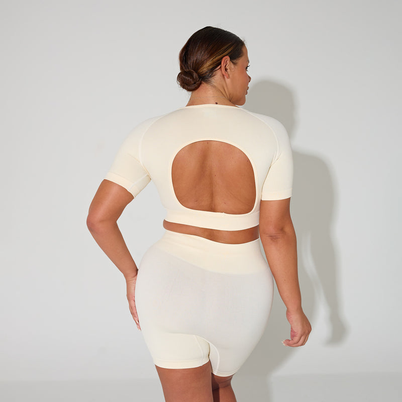 Soft Lemon Cut Out Gym Crop Top