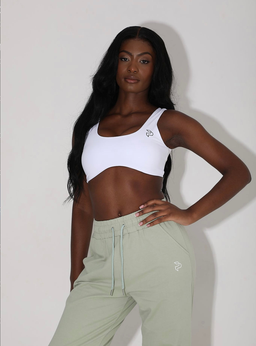 White Scoop Neck Sports Bra